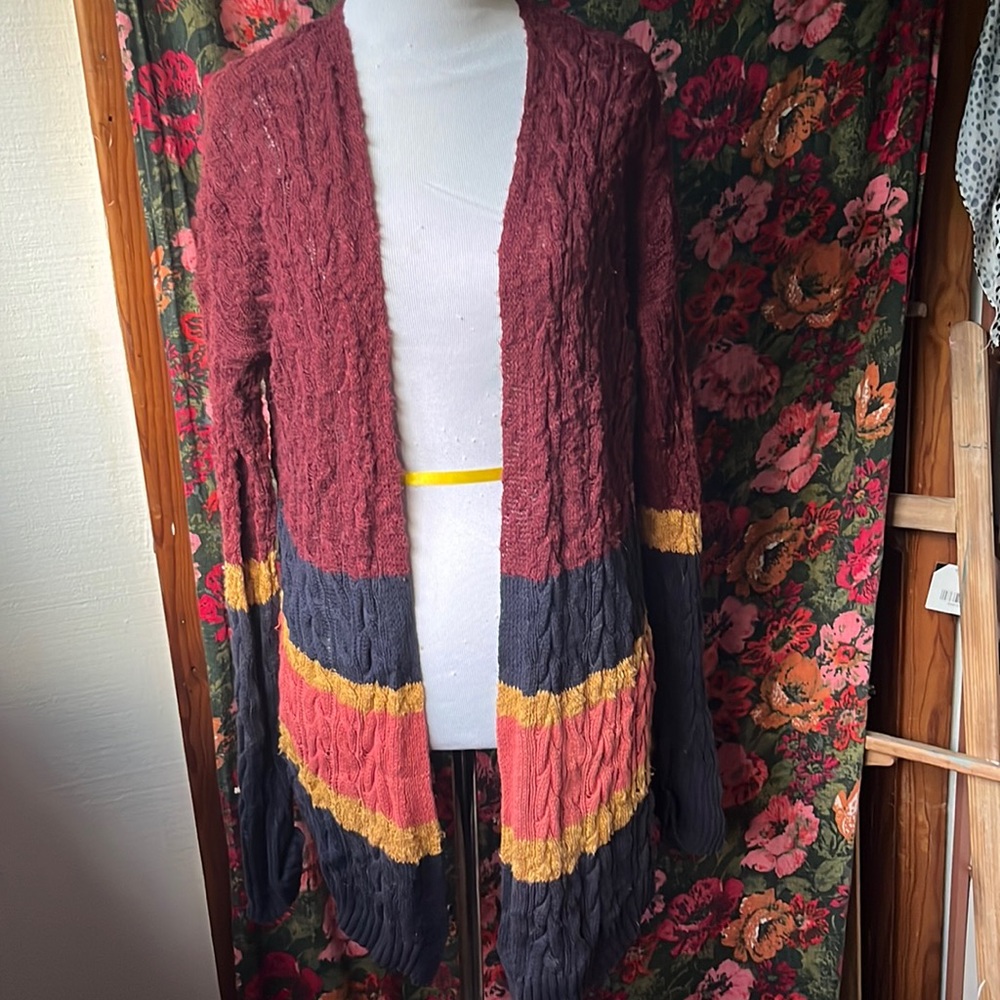 Maurices Knit Lightweight Colorblock Stripe Cardigan Size Small
